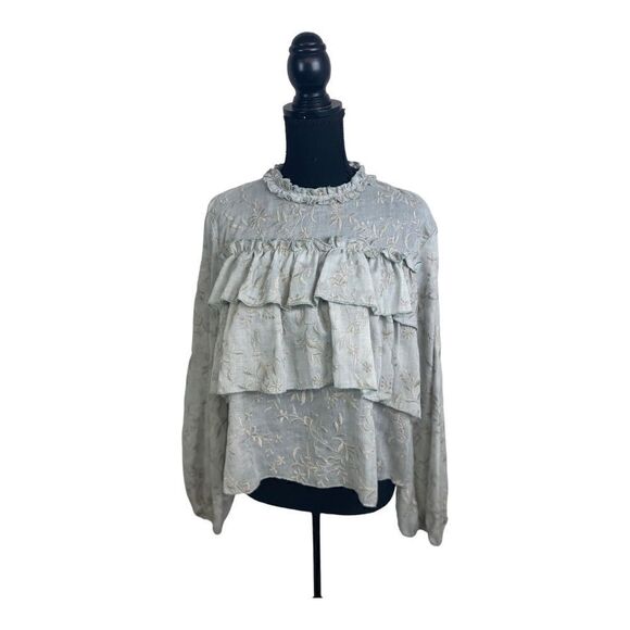 #112 ZARA Basic Cropped Ruffle Front Blouse - Picture 1 of 5